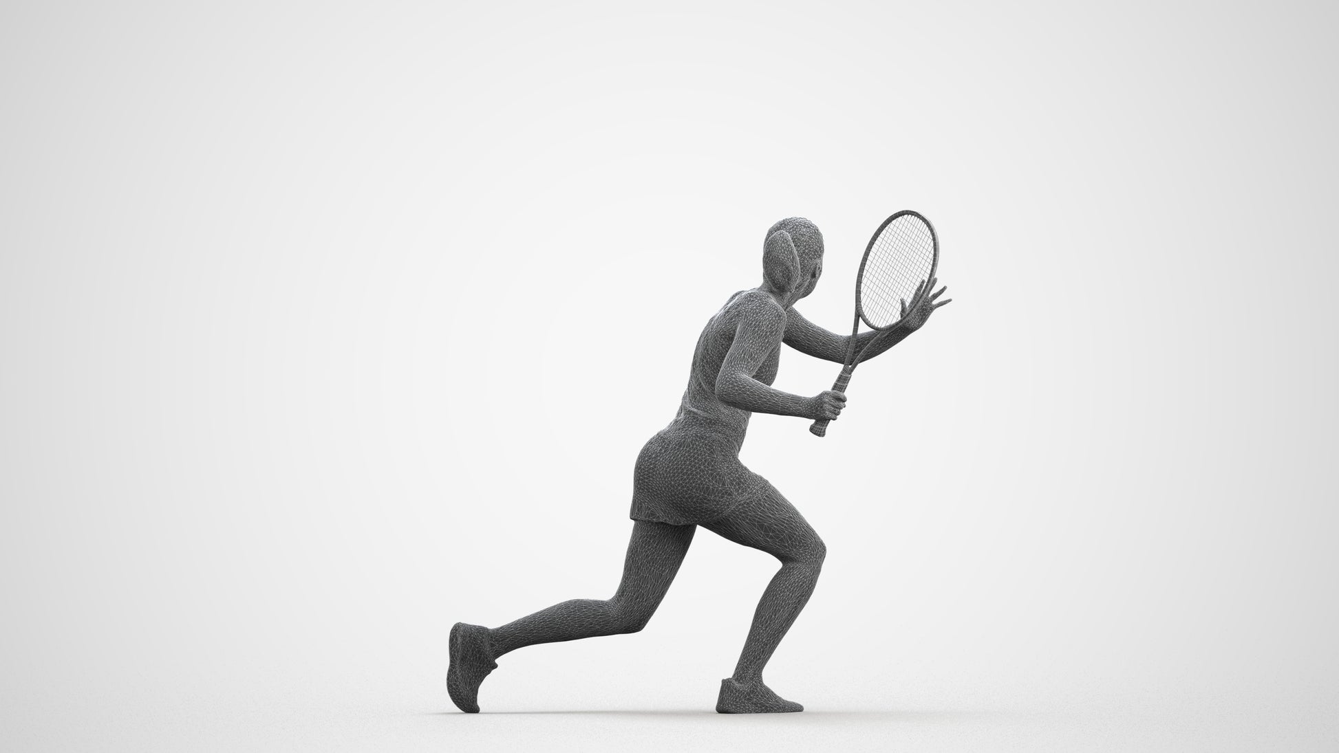 realistic 3D human girl sport, archviz people FBX OBJ for Blender, wireframe front view