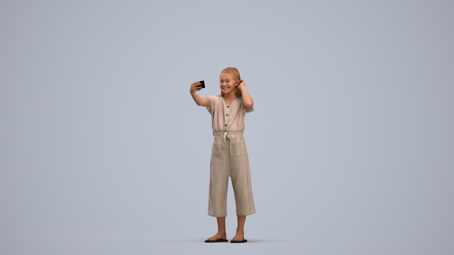 realistic 3D girl kids, scanned archviz people for Blender and 3ds Max, standing pose render
