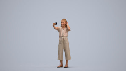realistic 3D girl kids, scanned archviz people for Blender and 3ds Max, standing pose render