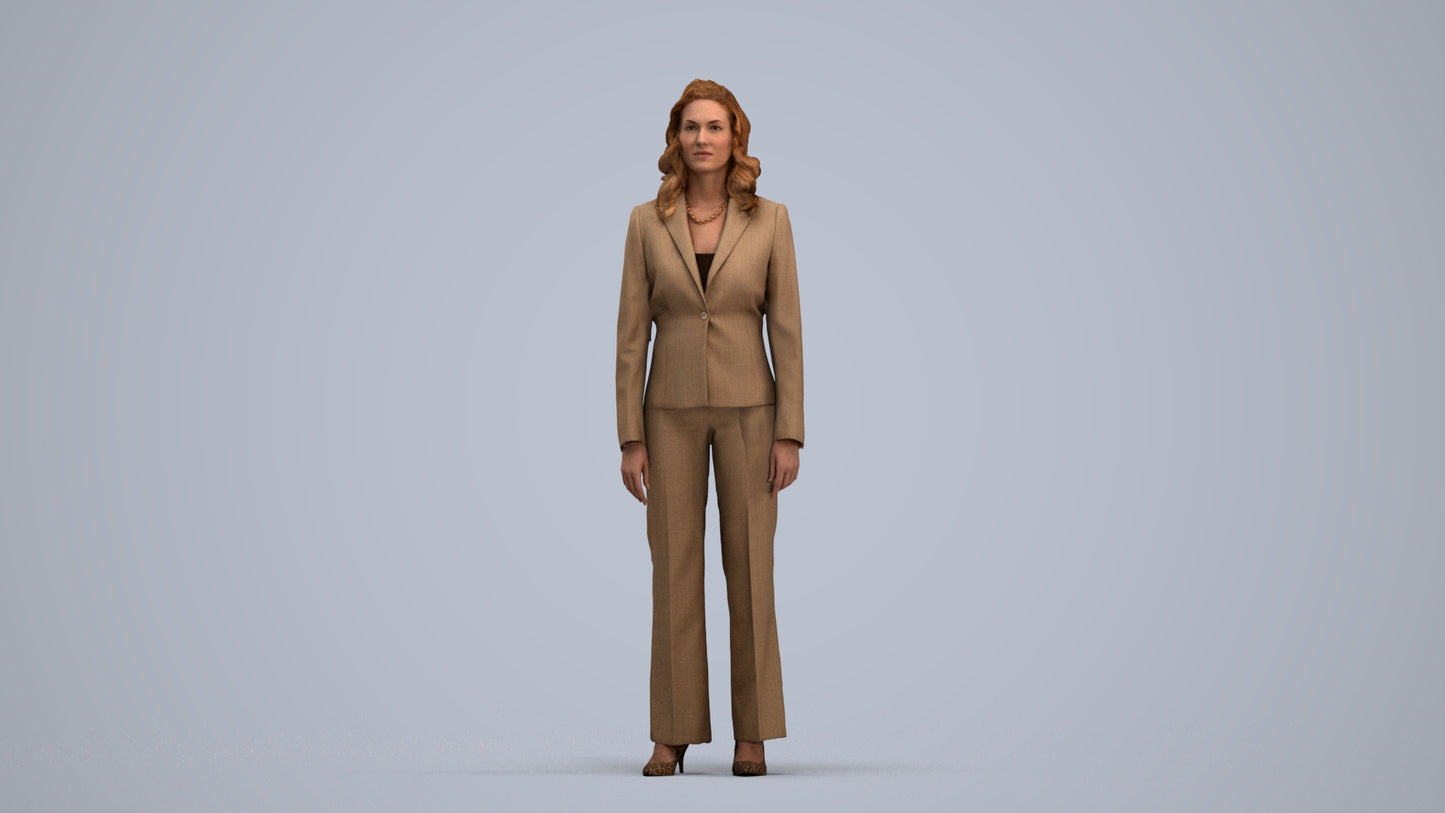 photogrammetry 3D woman business standing, realistic human model archviz FBX, standing pose render