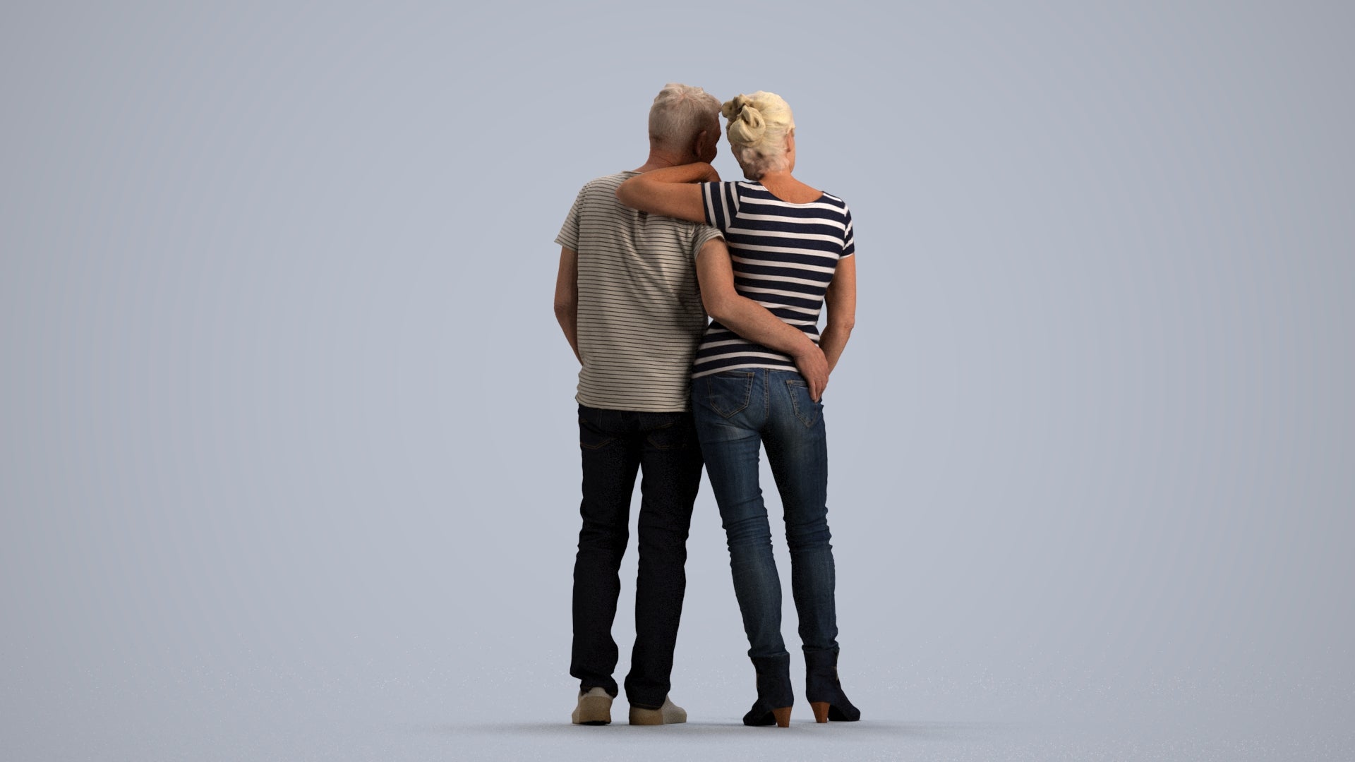 realistic 3D senior woman casual standing, scanned archviz people for Blender and 3ds Max, front view render