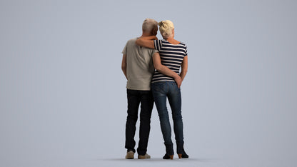 realistic 3D senior woman casual standing, scanned archviz people for Blender and 3ds Max, front view render