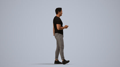 realistic 3D people man casual standing, render-ready for V-Ray and Corona, FBX OBJ, side view render