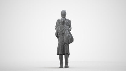 3D scanned girl kids casual, photorealistic archviz people for Enscape and SketchUp, wireframe side view