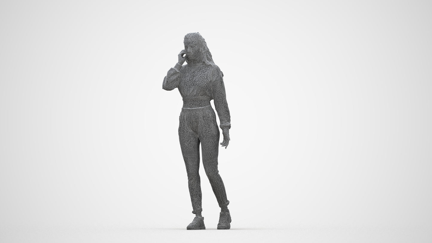 scanned 3D woman sport, photogrammetry people for Enscape and V-Ray, wireframe back view