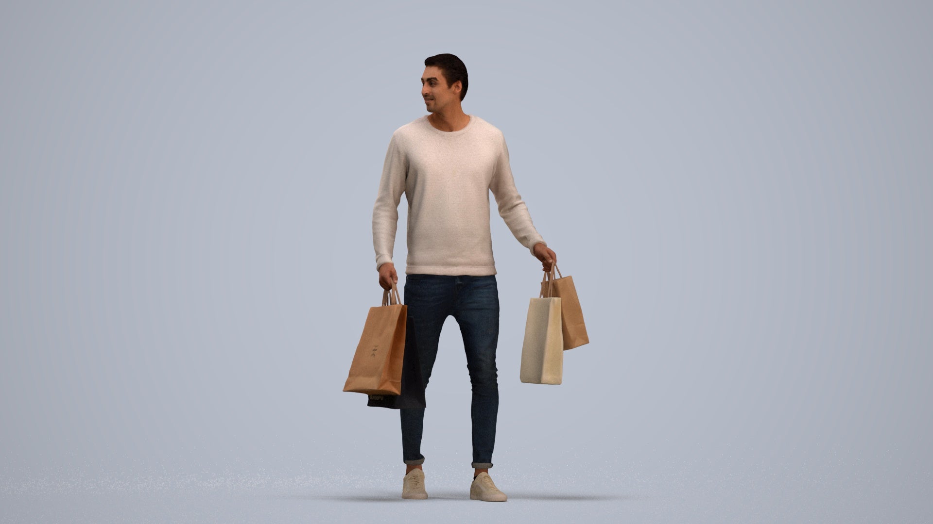 3D people model man casual formal, scanned human for 3ds Max rendering, standing pose render