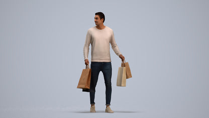 3D people model man casual formal, scanned human for 3ds Max rendering, standing pose render