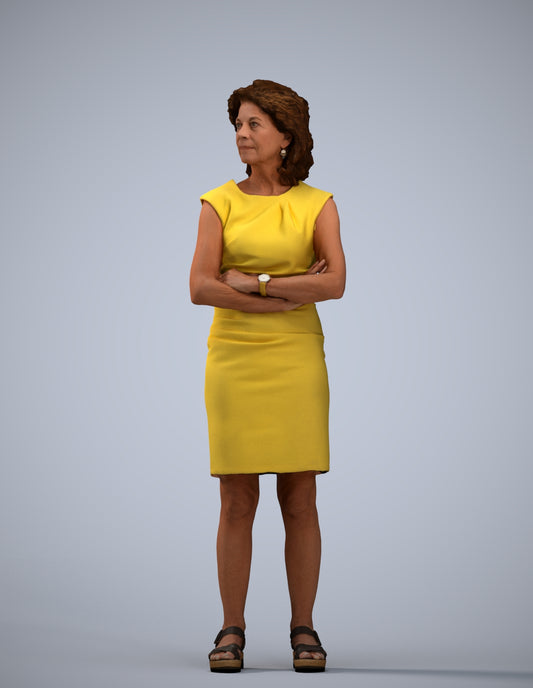 scanned 3D woman business standing, photogrammetry people for Enscape and V-Ray