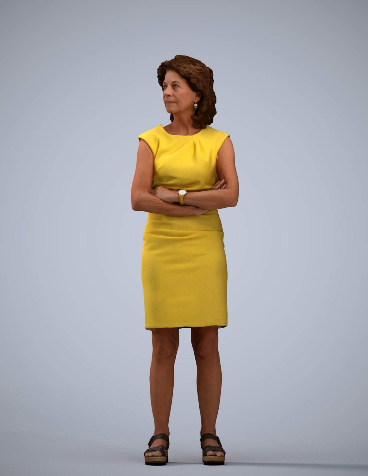 scanned 3D woman business standing, photogrammetry people for Enscape and V-Ray