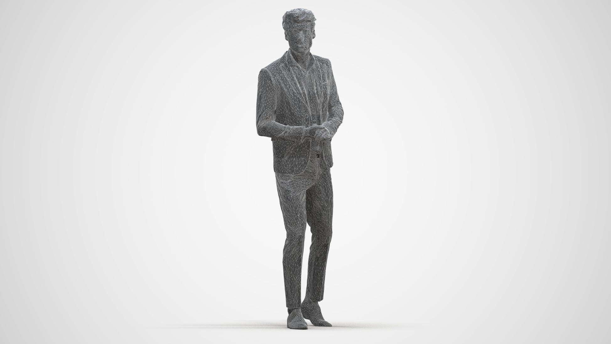 photogrammetry 3D man business, realistic human model archviz FBX, three-quarter front view render