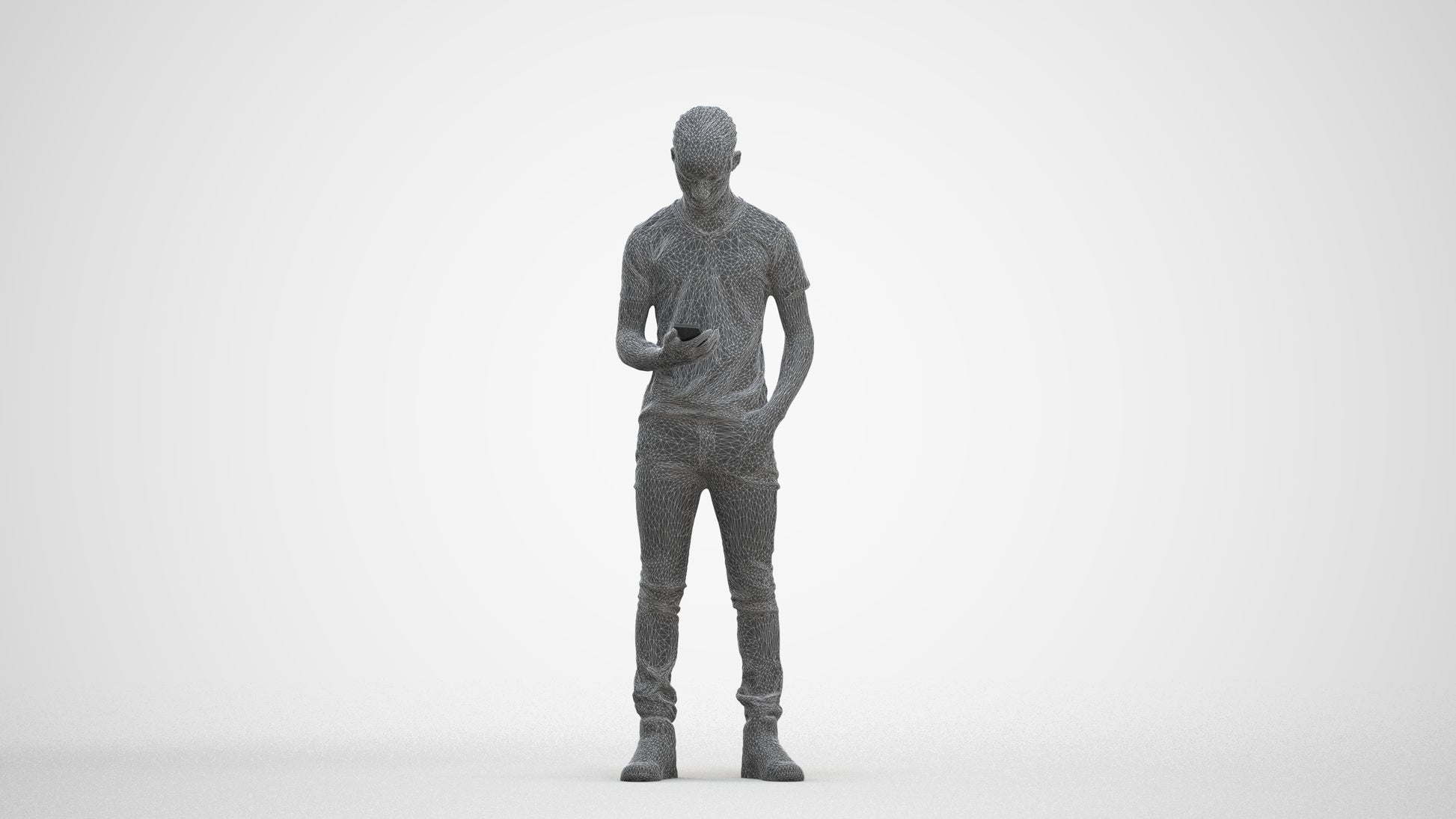 3D people model boy casual kids, scanned human for 3ds Max rendering, three-quarter front view render