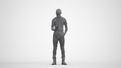 3D people model boy casual kids, scanned human for 3ds Max rendering, three-quarter front view render
