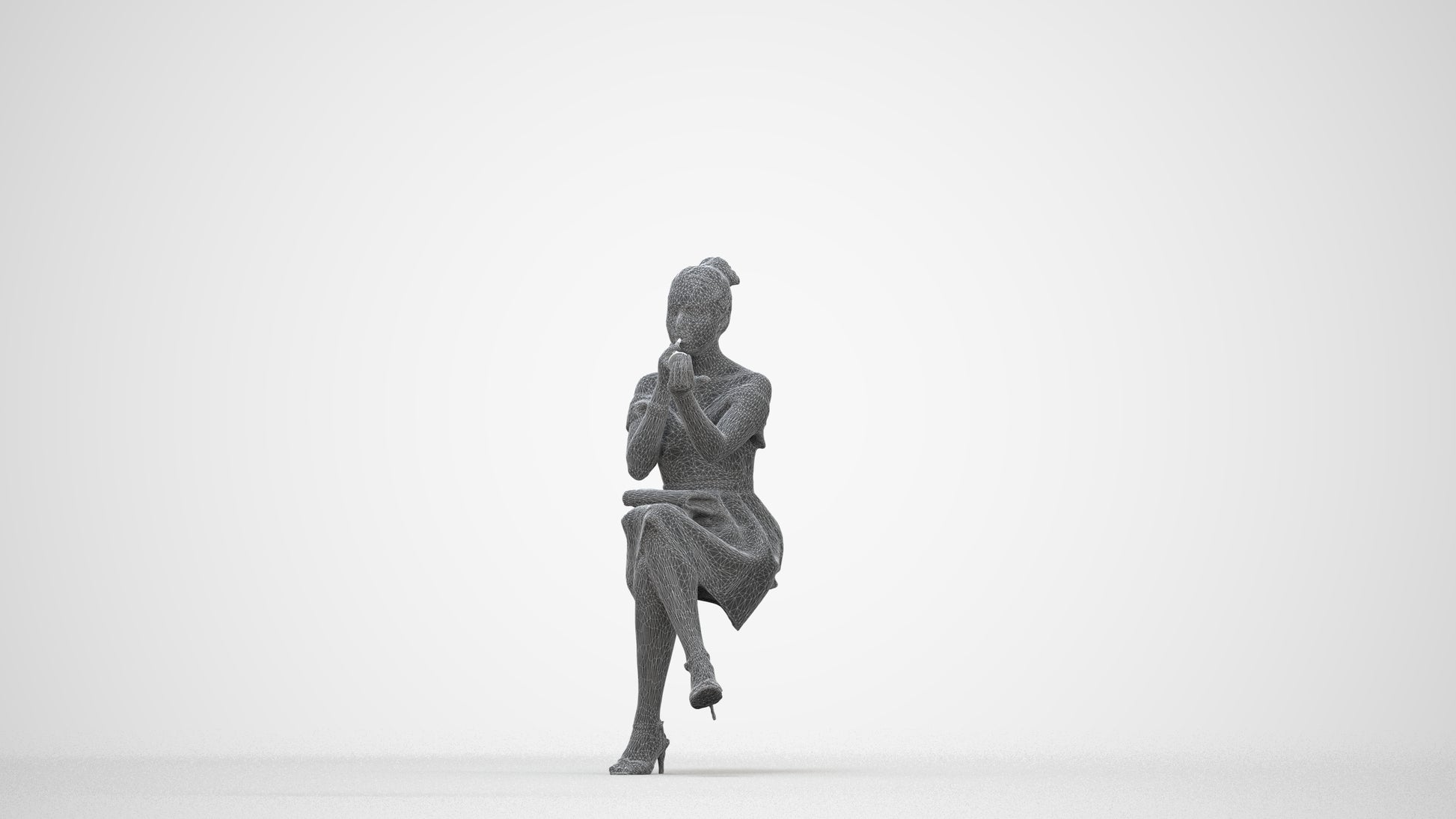 realistic 3D human woman formal formalaffairs, archviz people FBX OBJ for Blender, wireframe back view