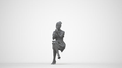 realistic 3D human woman formal formalaffairs, archviz people FBX OBJ for Blender, wireframe back view