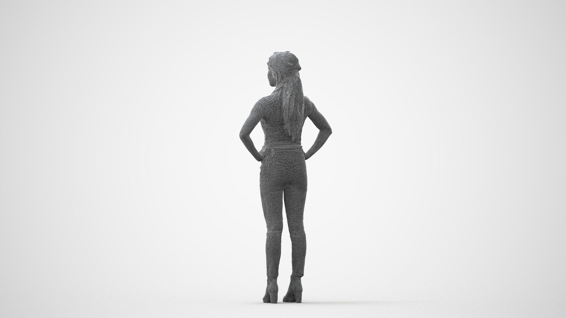 scanned 3D woman casual standing, photogrammetry people for Enscape and V-Ray, square thumbnail