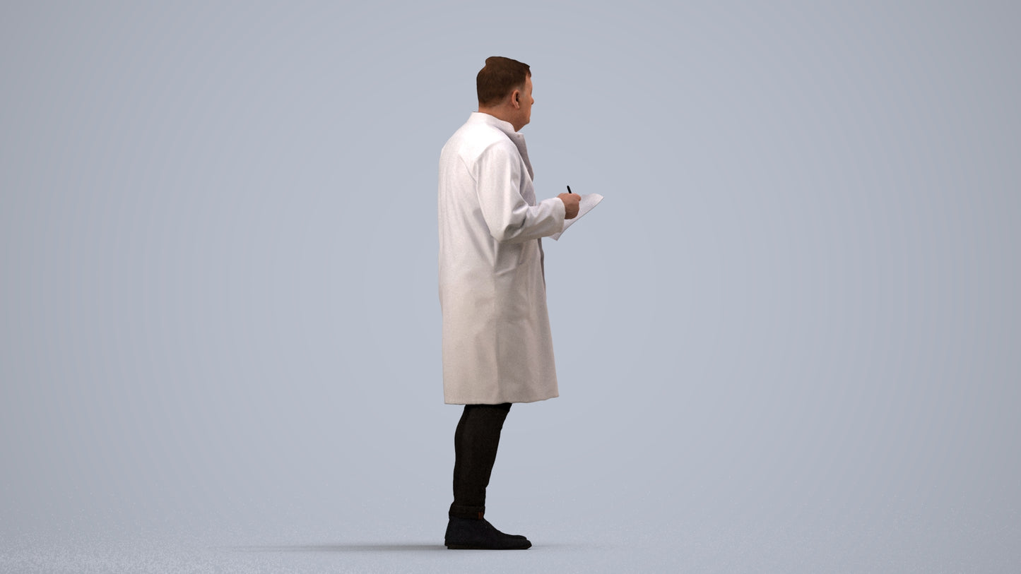 realistic 3D people man medical, render-ready for V-Ray and Corona, FBX OBJ, side view render