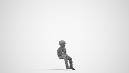 3D human model boy casual kids, photogrammetry scanned person for archviz, wireframe side view