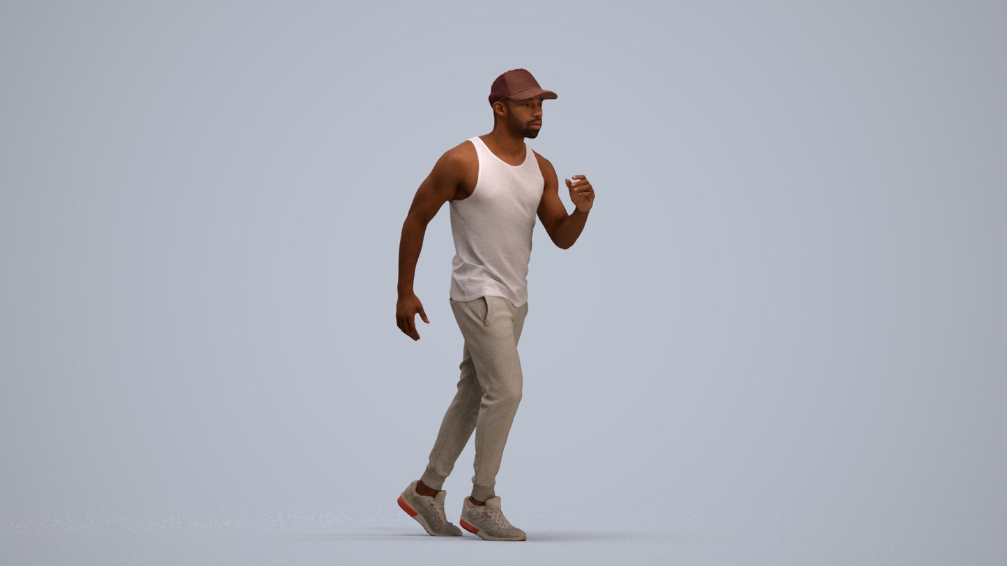 photogrammetry 3D man casual walking, realistic human model archviz FBX, standing pose render