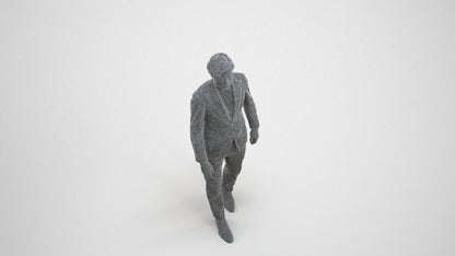 3D people model man business, scanned human for 3ds Max rendering, wireframe three-quarter view