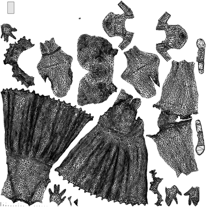 scanned 3D woman formal standing, photogrammetry people for Enscape and V-Ray, wireframe top-down view