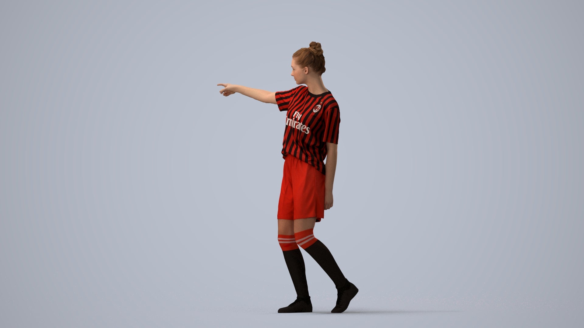 3D scanned girl sport, photorealistic archviz people for Enscape and SketchUp, three-quarter view render
