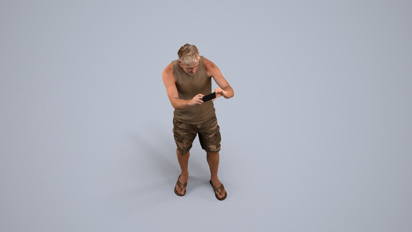 realistic 3D man casual standing, scanned archviz people for Blender and 3ds Max, back view render