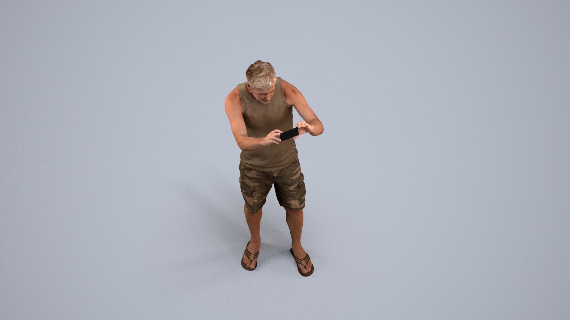 realistic 3D man casual standing, scanned archviz people for Blender and 3ds Max, back view render