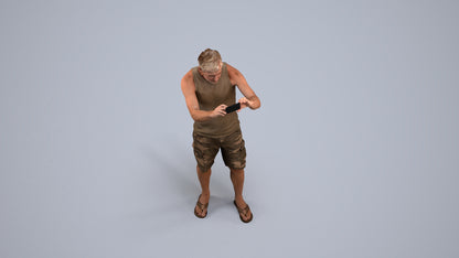 realistic 3D man casual standing, scanned archviz people for Blender and 3ds Max, back view render