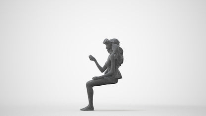 photogrammetry 3D woman casual sitting, realistic human model archviz FBX, square thumbnail