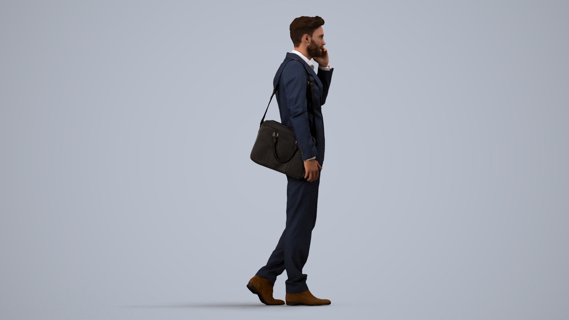 3D scanned man business, photorealistic archviz people for Enscape and SketchUp, side view render