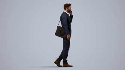 3D scanned man business, photorealistic archviz people for Enscape and SketchUp, side view render
