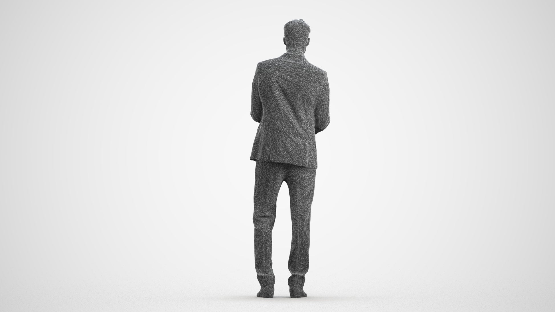realistic 3D human man business, archviz people FBX OBJ for Blender, wireframe front view