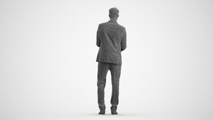realistic 3D human man business, archviz people FBX OBJ for Blender, wireframe front view