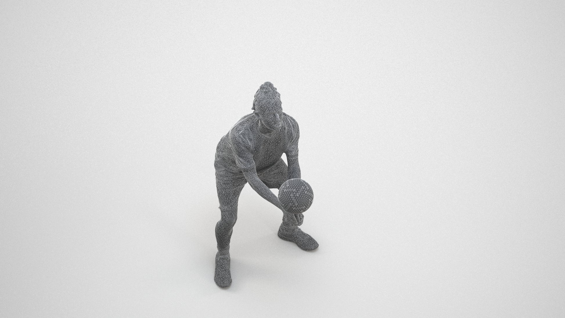 3D scanned man sport, photorealistic archviz people for Enscape and SketchUp, wireframe three-quarter view