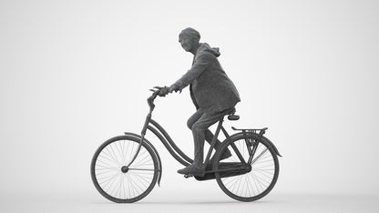 realistic 3D people senior boy casual cycling, render-ready for V-Ray and Corona, FBX OBJ, square thumbnail