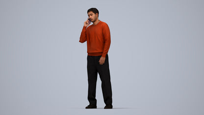 realistic 3D people man casual standing, render-ready for V-Ray and Corona, FBX OBJ, top-down view render