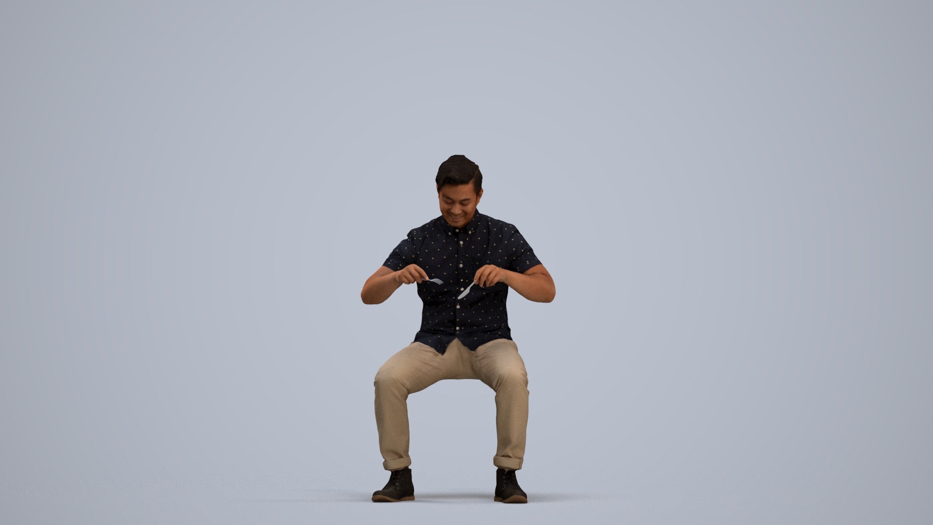 scanned 3D man casual business, photogrammetry people for Enscape and V-Ray, standing pose render