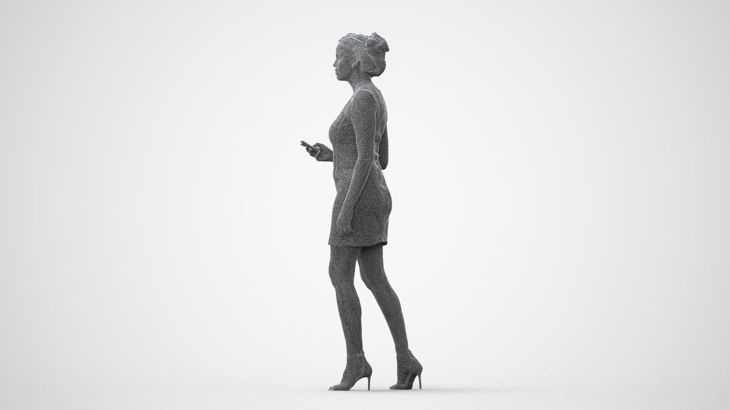 scanned 3D woman casual walking, photogrammetry people for Enscape and V-Ray, square thumbnail