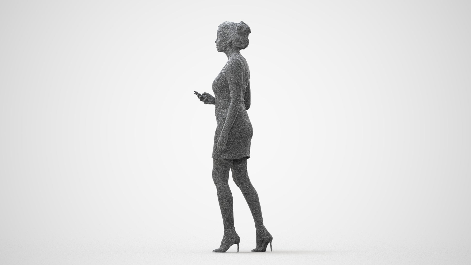 scanned 3D woman casual walking, photogrammetry people for Enscape and V-Ray, square thumbnail