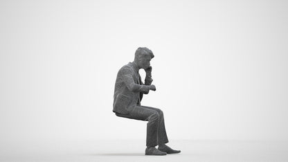 scanned 3D man business, photogrammetry people for Enscape and V-Ray, wireframe side view