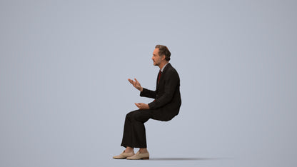 3D human model man business, photogrammetry scanned person for archviz, three-quarter view render