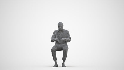 3D human model man business, photogrammetry scanned person for archviz, three-quarter front view render