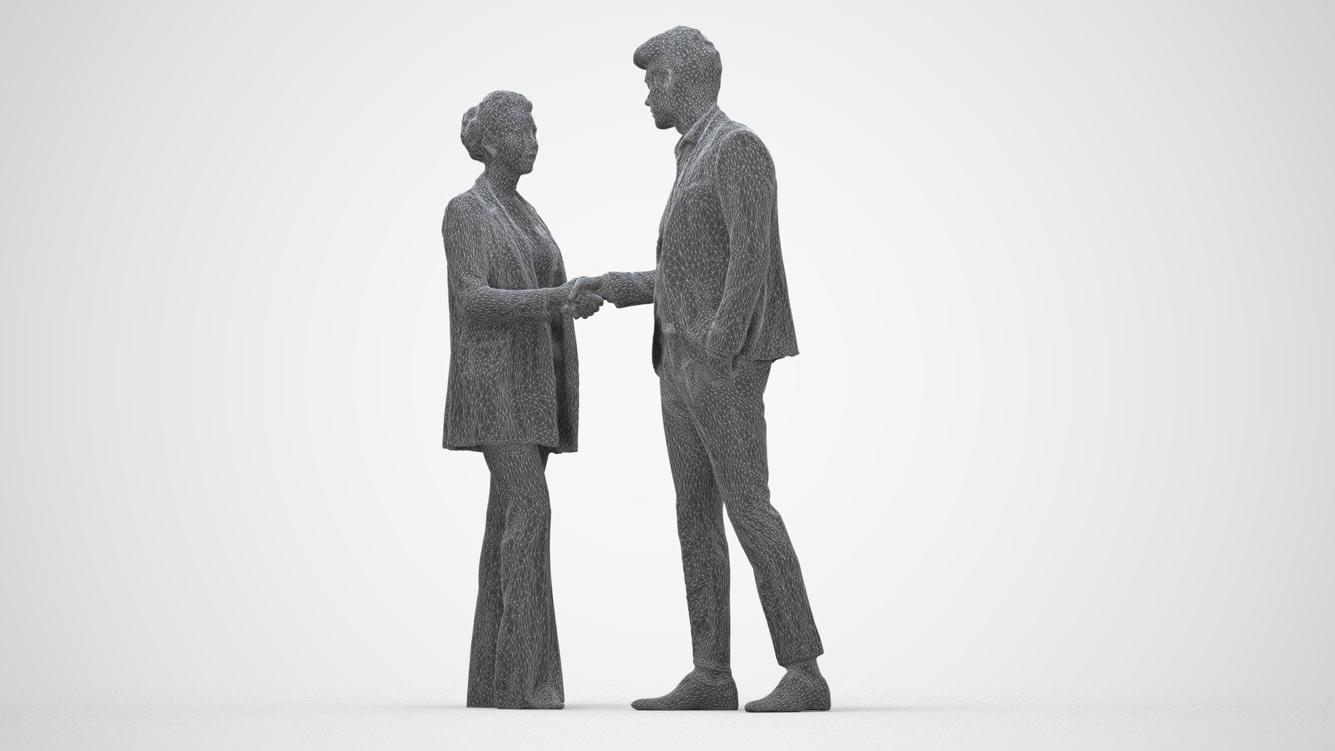 photogrammetry 3D woman business, realistic human model archviz FBX, wireframe back view