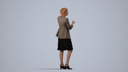 3D scanned woman business, photorealistic archviz people for Enscape and SketchUp, side view render