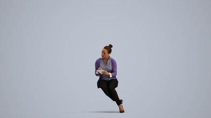 realistic 3D woman business sitting, scanned archviz people for Blender and 3ds Max, standing pose render