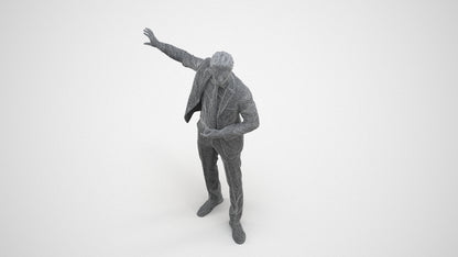 3D scanned man shopping business, photorealistic archviz people for Enscape and SketchUp, wireframe three-quarter view