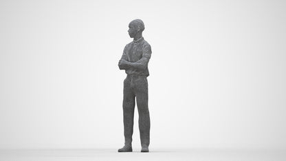 realistic 3D boy hospitality, scanned archviz people for Blender and 3ds Max, wireframe back view