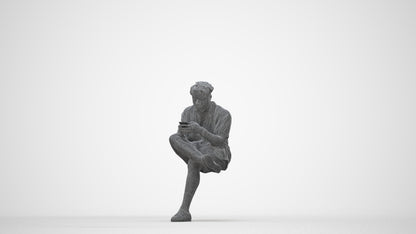 realistic 3D people man casual sitting, render-ready for V-Ray and Corona, FBX OBJ, wireframe back view