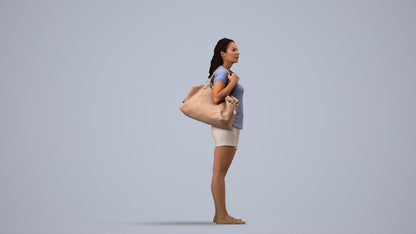 scanned 3D woman casual standing, photogrammetry people for Enscape and V-Ray, side view render