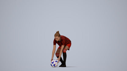 3D human model girl sport, photogrammetry scanned person for archviz, top-down view render